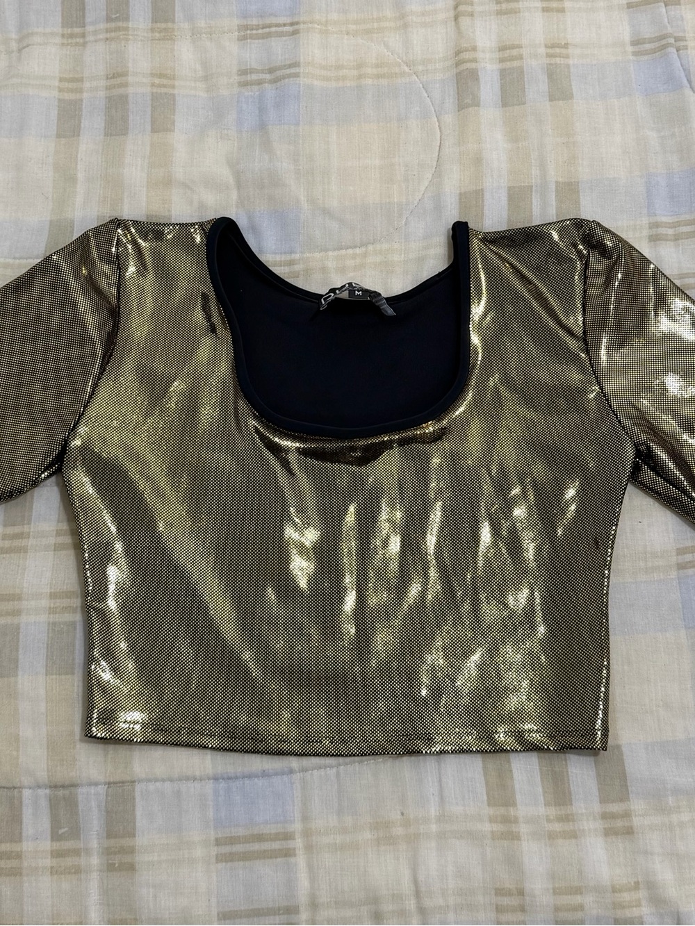 Rue21 Metallic Gold Scoop Neck Crop Top